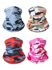 4pcs Cycling Sun Protection Face Mask, Unisex Sports Riding Ice Silk Headband Fishing Windproof Bicycle Neck Gaiter, Suitable For Outdoor Activities Like Hiking, Climbing - Multicolor - View 1