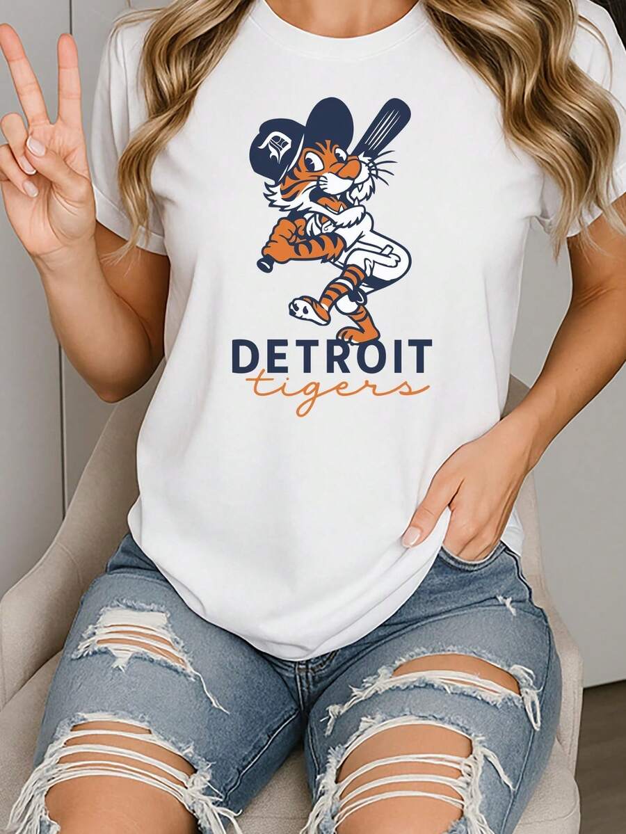 Retro Detroit Tigers T-Shirt_ Vintage Baseball Fan Rel_ - trắng - Xem 1