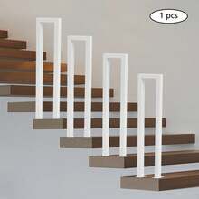 U-Shaped Stair Handrail, 35.4" Industrial Safety Non-Slip Support Poles For Elderly & Kids, Easy Installation On Concrete/Wood Floors, Indoor Hand Rail With Diamond Pattern - White - View 1