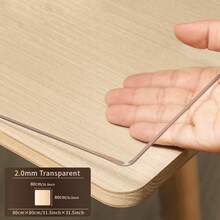 1pc PVC Heat-Resistant And Stain-Resistant Tablecloth, Suitable For Dining Table, Coffee Table, Office Desk, 2.0mm Thick Transparent Rectangular Table Cover - White - View 78