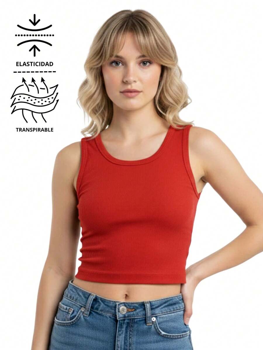 Blusa elástica y transpirable de punto acanalado SOGJ - Burdeos - Ver 1