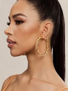 Altistry Braided Design Hoop Earrings - Yellow Gold - View 5