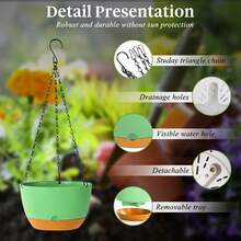 Ergonomic Hanging Planter With Breathable Bottom To Protect Plant Roots, Multipurpose Hanging Planter Suitable For Indoor Hanging Garden, Suitable For Hanging Plants Like Philodendron And Anthurium, Reusable Plastic Hanging Basket, Applicable For Bedroom And Kitchen Decor, Rust-Resistant Metal Chain - Multiple Styles - View 7