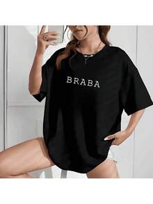 Camiseta Modinha Braba Frase Engraçada Meme Street Solta Blusão Largo - Preto - Visão 1
