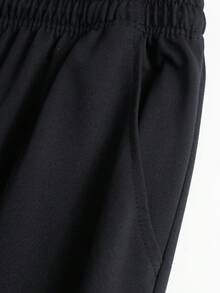 Men's Casual Drawstring Waist Pants With Side Pockets, Suitable For Outdoor Sports And Daily Wear, All Season - Black - View 4
