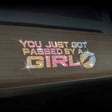 1张“你被女生超过了”自粘亮面贴纸 时尚艺术贴纸，适用于汽车、卡车、墙壁、笔记本电脑，一次性使用，不留残胶 - 兼容塑料表面，闪亮笔记本电脑贴纸 - A - 查看 5