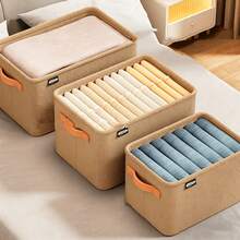 1/2pcs Foldable Fabric Storage Box With Divider, Large Capacity Wardrobe Organizer For Underwear, Socks, Clothes, Sturdy Steel Frame Storage Box For Closet, Non-Woven Drawer Storage Box For Bedroom - Multicolor - View 4