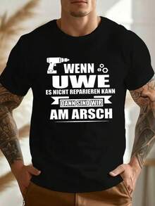 Camiseta para hombre con un divertido diseño a rayas alemanas - Negro - Ver 1