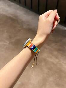 波西米亚风天然石编织手工独特表带，适用于 38/40/41/42/44/45/46/49mm，兼容 Ultra/SE 2/SE 1/Series 11/10/9/8/7/6/5/4/3/2/1 - 彩色石頭 - 查看 4