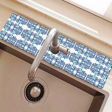 1pc Blue & White Patterned Faucet Cover, Polyester, Quick Drying, Easy Cleaning, Suitable For Kitchen And Bathroom, Easy Installation, Daily Decor, Gift, Bathroom Mat, Faucet Cover, Faucet Accessory - Multicolor - View 9