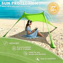 Beach Canopy Tent, Outdoor Sun Shade Shelter For Beach, Park, Fishing, Camping - Green - View 4