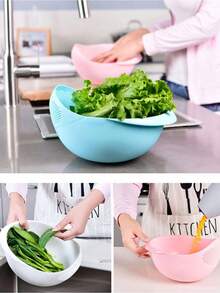 1pc, This Plastic Colander Is Suitable For Washing Rice, Cleaning Fruits And Vegetables, And Draining Salad Or Noodles. Easy To Clean And Store, It Is An Ideal Choice For Food Preparation, Home Cooking And Restaurant Use-A True Kitchen Essential. - Multicolor - View 2