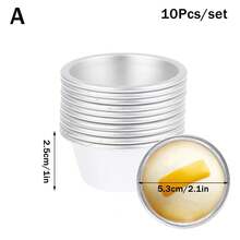 10 Uds Puto taza pastel molde aleación de aluminio huevo tarta taza magdalenas cocina molde para hornear horno redondo sartén pastelería postre molde AP8U - C - Ver 6