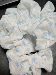 Cotton Intestine Hair Scrunchie, Simple & Generous, High Elasticity Rubber Band Durable Hair Accessory - Baby Blue - View 6