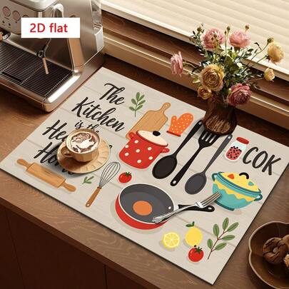 1 tấm lót bát đĩa chấm bi đỏ trang trí nhà bếp, đa năng, quà tặng gia đình, vật trang trí bàn ăn.