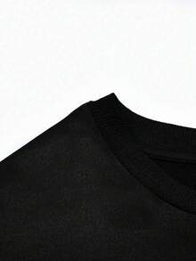 Camiseta Casual para Hombre con Estampado Gráfico de Cara de Fantasma de Halloween, Cuello Redondo Negro, Estilo de los Años 2000 5AK3 - Negro - Ver 3