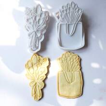 Cute Floral Bouquet Cookie Cutter Set | 3D Embossed Vase Baking Stamp, Suitable For Mother's Day Gifts And Home Decor, Adorable Spring Floral Design With Bow And Leaves, Suitable For Decorating Icing, Clay, Gum Paste And Party Favors, Ideal For Floral Enthusiasts - View 4