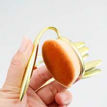1 cọ trang điểm hình quả trứng mới, cọ đánh phấn phủ, cọ tạo khối, thích hợp để đánh phấn phủ, phấn má hồng, v.v. - Vàng - Xem 5