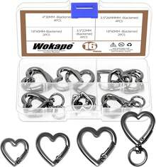 Woakpe 16PCS Llavero Surtido Kit, 0.62" 0.7" 0.78" 1" (ID) Llavero en Forma de Corazón Clip Mosquetón de Oro con Resorte de Gatillo Llaveros Creativos Llaveros en Forma de Corazón Set de Ganchos de Metal para Pulseras, Tarjeteros - Mixto-N1 - Ver 9