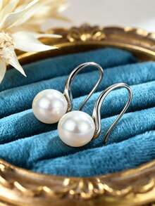 1 Đôi bông tai nữ thanh lịch, tối giản, đính ngọc trai giả, thích hợp đeo hàng ngày, dự lễ hội và tiệc tùng (Không kèm hộp) - A - Xem 5