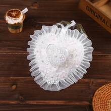 Wedding Ring Box Heart Shaped Rose Ring Holder Flower Ring Bearer For Wedding Proposal Ceremony Decorations - White - View 5