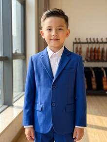 Boys Formal Blazer Only Single Breasted Suit Jacket Kids Wedding School Graduation Birthday Party All Occasions - Royal Blue - View 6