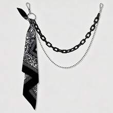 1条美式嘻哈腰果花腰链，双层链条街舞配饰男女通用牛仔裤挂链 - 彩色 - 查看 13