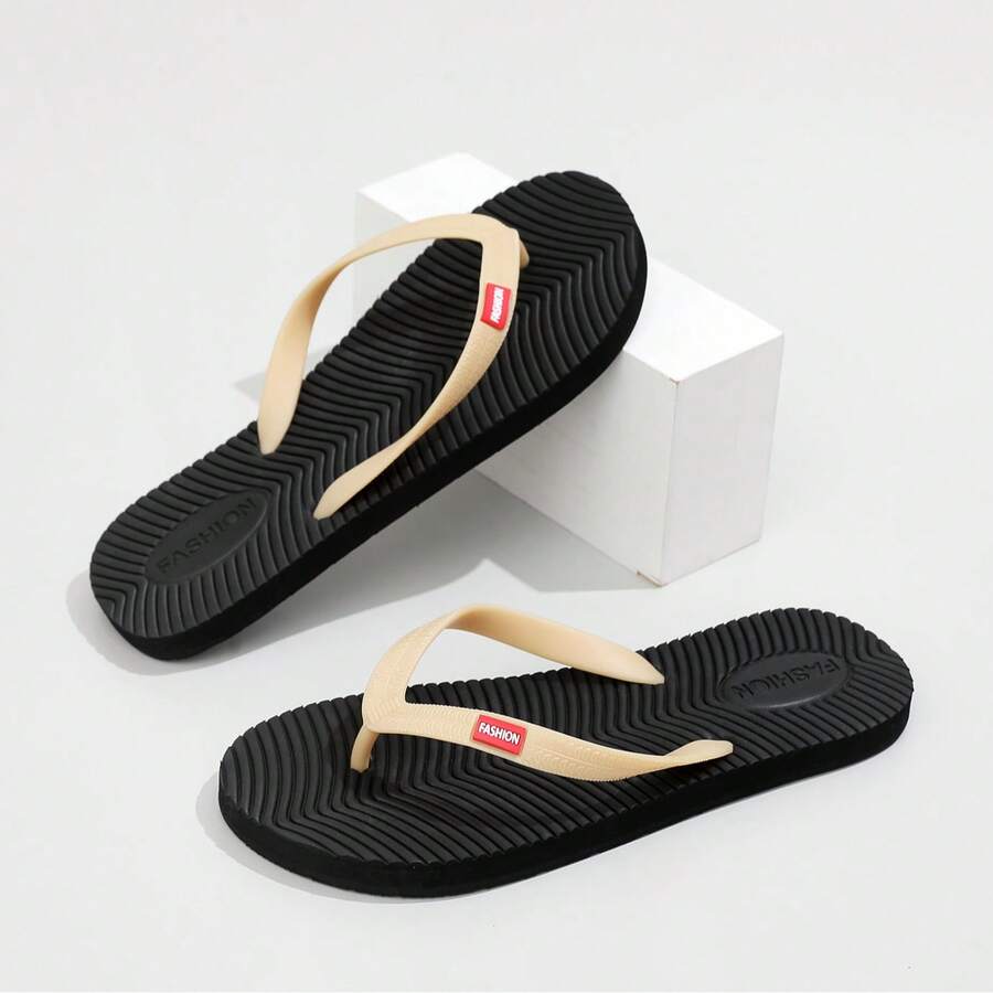 Chanclas para hombres, de alta gama, antideslizantes, resistentes a los olores, duraderas, sandalias tipo chancla casuales, con suela de goma gruesa para exteriores y playa - Negro - Ver 1