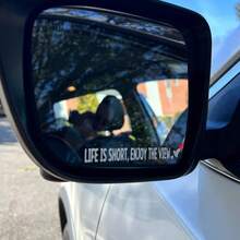 Life Is Short, Enjoy The View. Rearview Mirror Sticker, Side Mirror Sticker, Interior Rearview Mirror Decorative Sticker, Car Sticker, Floral Sticker, Car Decal - A - View 4