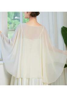 1 chiếc khăn choàng dệt kim nhuộm loang màu trắng đen thanh lịch, chất liệu chiffon, polyester thoáng khí, phụ kiện thời trang cho váy dạ hội. - Nhiều màu - Xem 3