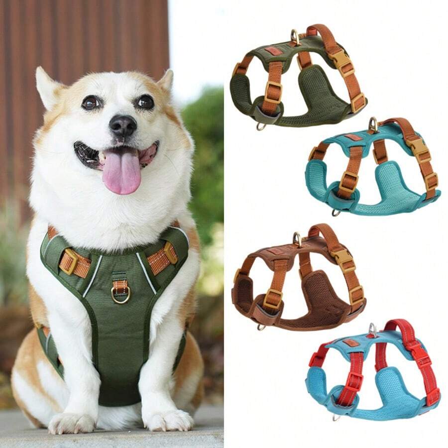 Pet Harness Reflective Service Training, Easy To Control, Pet Vest, Adjustable Dog Vest, Heavy-Duty Tactical Dog Harness Leash - Multicolor - View 1