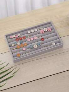 1pc/4pcs/6pcs Drawer Style Jewelry Organizer Box, Velvet Jewelry Display Tray, Elegant Jewelry Stand, Portable Ring Earring Necklace Storage Tray - Shape - View 7
