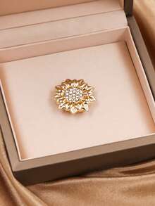 1 pieza/2 piezas/3 piezas Juego de gemelos con diseño de girasol, accesorio de uso diario para mujer - Dorado - Ver 6