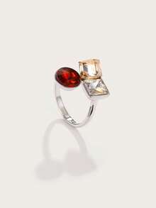 Altistry 1pc Shiny Geometric Crystal 3D Open Ring - Multicolor - View 2