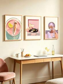 3 piezas Pósteres de arte de bola de discoteca Pintura de cóctel Pintura colgante para mujer Artes de pared de Impresiones de pared estéticas Imágenes de pared Mural de verano Decoración de pared de la sala de estar Sin marco - Dibujos animados - Ver 10