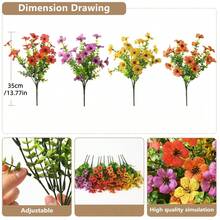 4 Stems Mixed Color Artificial Violet Stems, Suitable For All Seasons, Artificial Plants For Home, Living Room, Yard, Balcony, Countryside Style Decor And Floral Arrangement - Multicolor - View 11