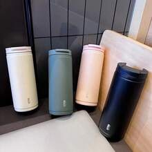 OBOVAY Lightweight Leakproof Straight Tumbler, Portable Travel Coffee Mug With Simple Letter Print, Double-Layer Stainless Steel Insulated Liner, Practical Daily Drinking Accessory, Suitable For Year-Round Commuting, Office Use, Birthdays, Valentine's Day A - Multicolor - View 7
