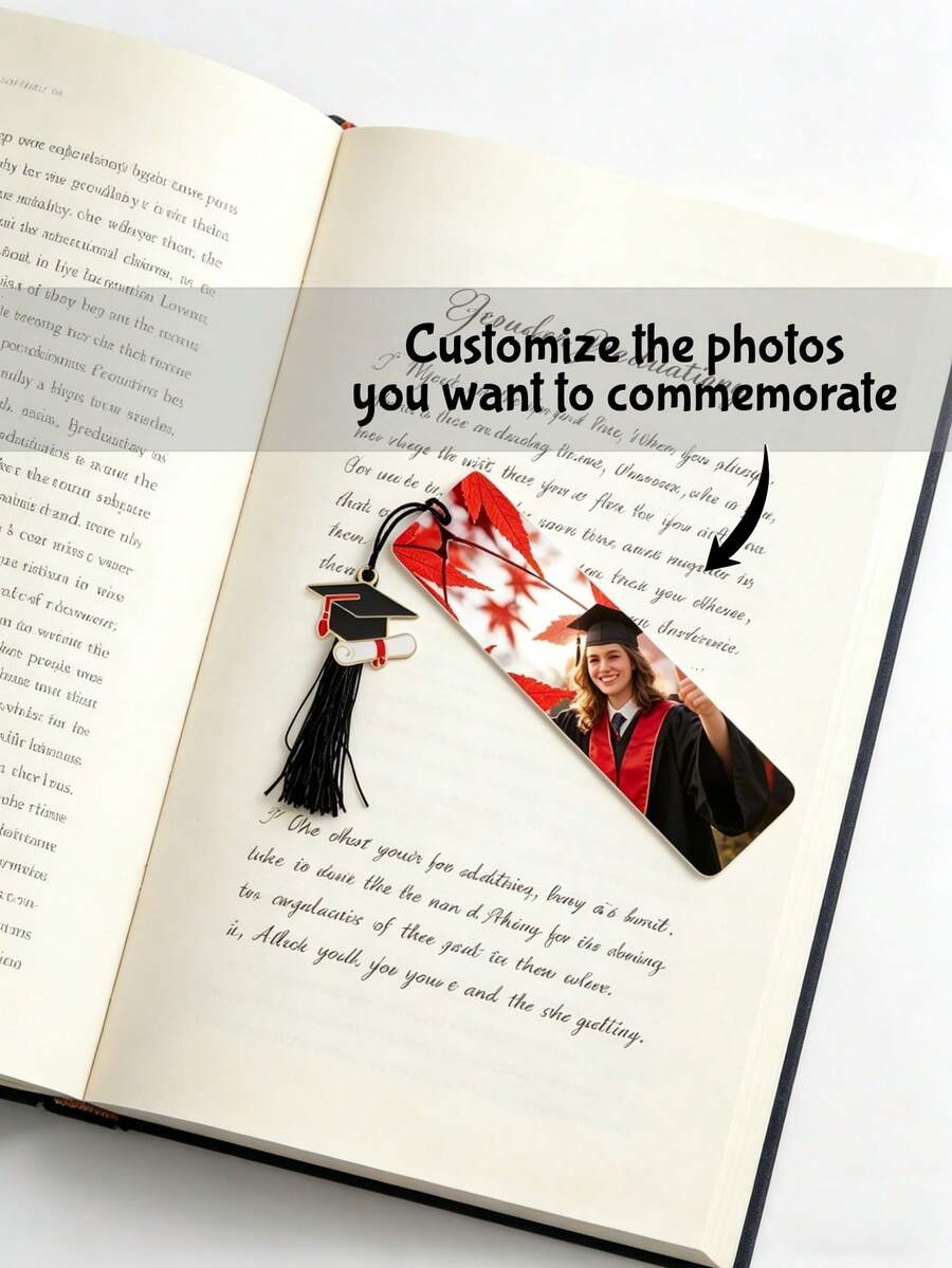 1pc Customized Graduation Bookmark, Can Customize Personal Photo, Paired With Graduation Cap Tassel Design, Thin, Lightweight And Durable, Suitable For Students, Graduates, Book Lovers, Applicable For Graduation, Birthday, Gifts For Friends, Back To School Season, Graduation Season, Graduation Gift - Multicolor - View 1