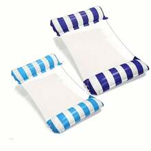 2 Sets Of Thick Adult PVC Inflatable Pool Floats - Striped Raft, Pool Hammock. Suitable For Adult Pools, Beaches And Other Water Activities. Multifunctional PVC Pool Floats Combining Lounger And Drifting Functions, Ideal Choice For Travel - A - View 9