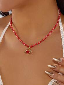 Dây chuyền mặt hình cua phong cách Bohemian với chuỗi hạt - Kiểu dáng dây chuyền đeo cổ cho kỳ nghỉ hè ở bãi biển và bờ biển. - Nhiều màu - Xem 2