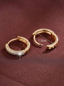 一对璀璨优雅的时尚圈形耳环，精密微镶锆石耳环，淑女风圆形耳环 - W16376 - 查看 6