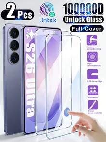 适用于三星 Galaxy S26 Ultra/S25 Ultra/S24 Ultra/S26/S25/S24/S23/S22/S21/S20/FE/Plus/S25 Edge/S23+/S22+ 的超高清钢化玻璃屏幕保护膜，两片装。9H 硬度，全覆盖，支持指纹解锁，防刮耐磨。高清透明，防指纹防油，触感顺滑。这款钢化玻璃屏幕保护膜是理想的手机配件，兼容各种手机壳。母亲节的完美礼物。 - 無色 - 查看 11