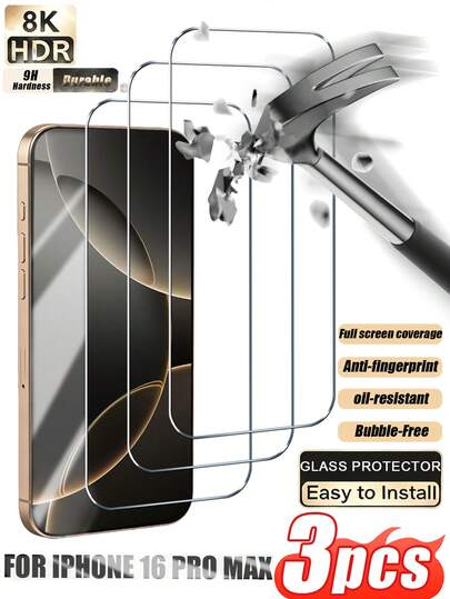 3pcs High Definition Screen Protector, Made Of Tempered Glass With High Hardness, Providing Reliable Protection Against Scratches And Wear For Phone Screens. Compatible With IPhone 17 Pro Max/17 Pro/17 Air/17/16 Pro Max/16 Pro/16 Plus/16/15 Pro Max/15 Pro/15 Plus/15/14/13/12 And Other Models.