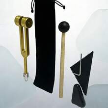 1 Set Aluminum Alloy Sound Therapy Tuning Forks, Gold Color 136.1Hz/256Hz Frequency, Includes Crystal Base, Triangular Stabilizer, Suitable For Meditation & Yoga - Multicolor - View 6