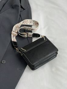 Dedoo Bolso de mano de moda para mujer, bolso cruzado multifuncional nuevo, bolso cuadrado casual de bloques de color con correa ancha, adecuado para fiesta, cita, escuela, exterior, regalo - Negro - Ver 7