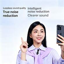 Microphone cài áo không dây mini khử tiếng ồn, Microphone cài áo không dây 2.4G, Microphone khử tiếng ồn không suy giảm, Cắm và chạy, Tương thích với điện thoại di động và máy ảnh, Thích hợp cho quay video, giảng dạy, phỏng vấn, podcast, v.v., Microphone phát trực tiếp không dây một đến hai người - Xem 3