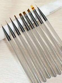 9件套专业UV凝胶美甲笔线笔DIY绘画笔美甲设计指甲贴片展示绘画工具配件 - 彩色 - 查看 12