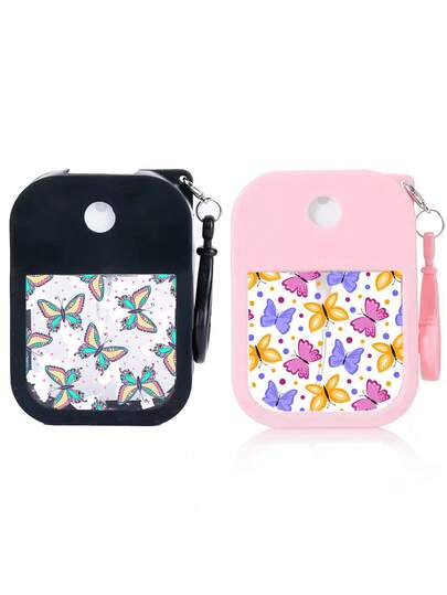 1 New Spring And Summer Colorful Butterfly Style Flower Pattern Spray Bottle. Perfume Spray Bottle With Hook And Anti-Fall Silicone Cap, Hawaiian Travel Portable Cosmetics Bottle, Makeup Spray Bottle, Birthday Gift For Family Or Friends, Holiday Gift, Suitable For 38ml