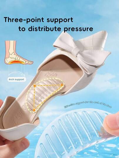 1 Pair Summer Transparent Silicone Arch Support Insoles, Sticky Invisible Rebound Half-Size Insoles, Suitable For Women's Transparent High Heels And Summer Sandals, Essential Travel Accessory