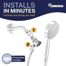 HammerHead Showers® - Soporte para cabezal de ducha de mano de metal chapado en cromo soporte ajustable con gancho de pared universal y bola pivotante soporte para cabezal de ducha de mano - Cromo pulido - Ver 7